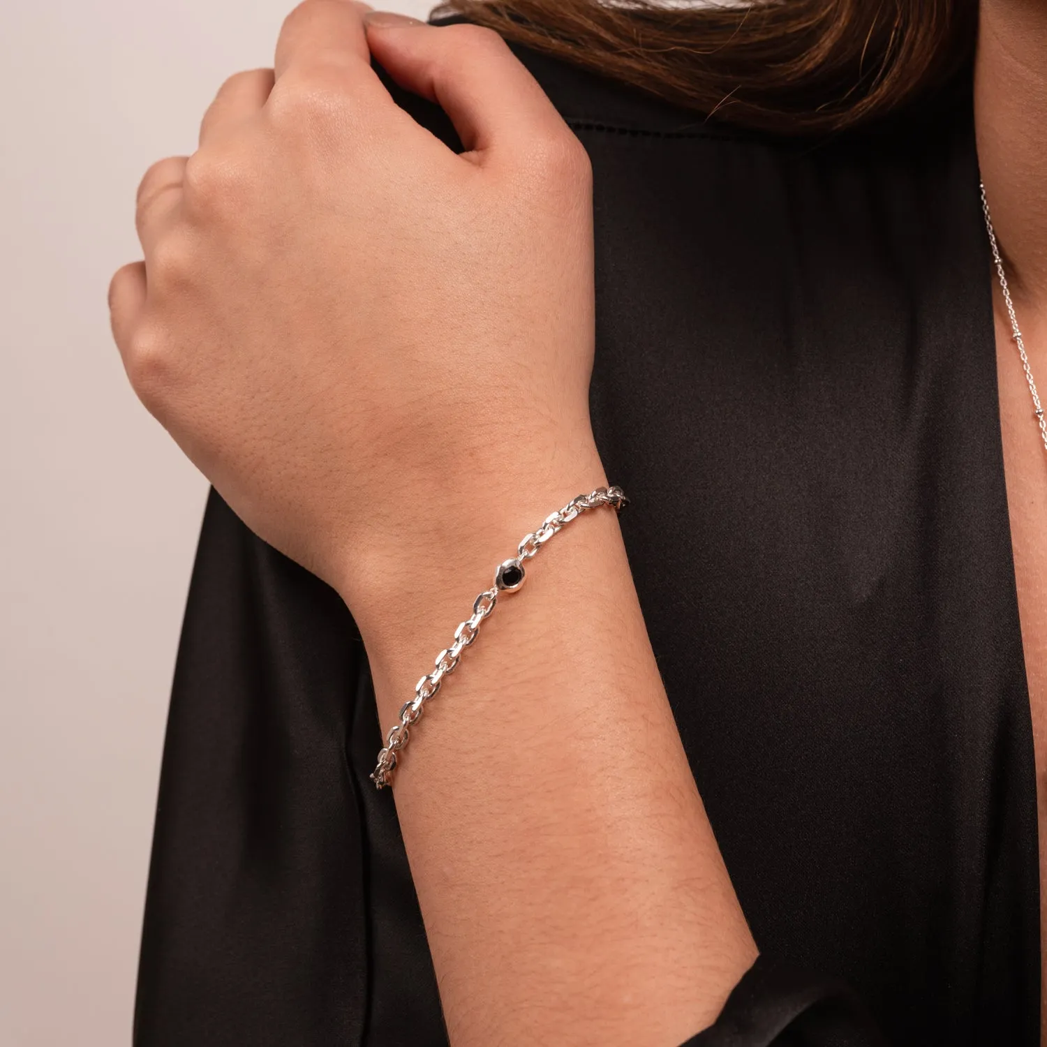 Black Onyx Chain Bracelet sold by Dower & Hall product image thumbnail 2