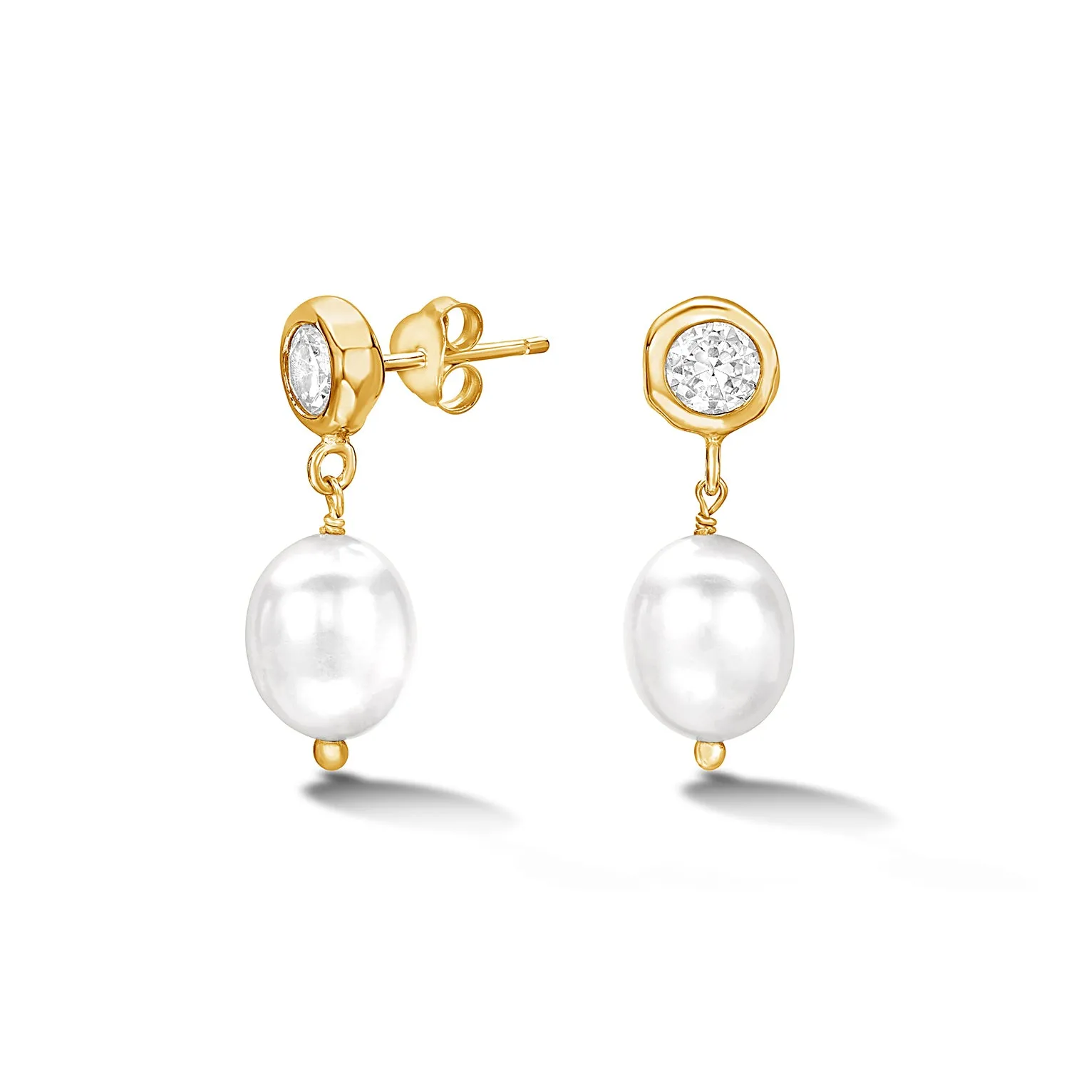 Timeless White Topaz & White Pearl Earrings sold by Dower & Hall product image thumbnail 4