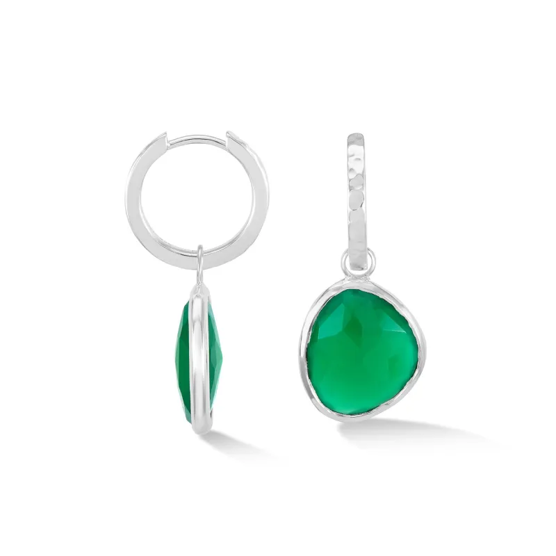 Green Onyx Pebble Huggie Hoops sold by Dower & Hall