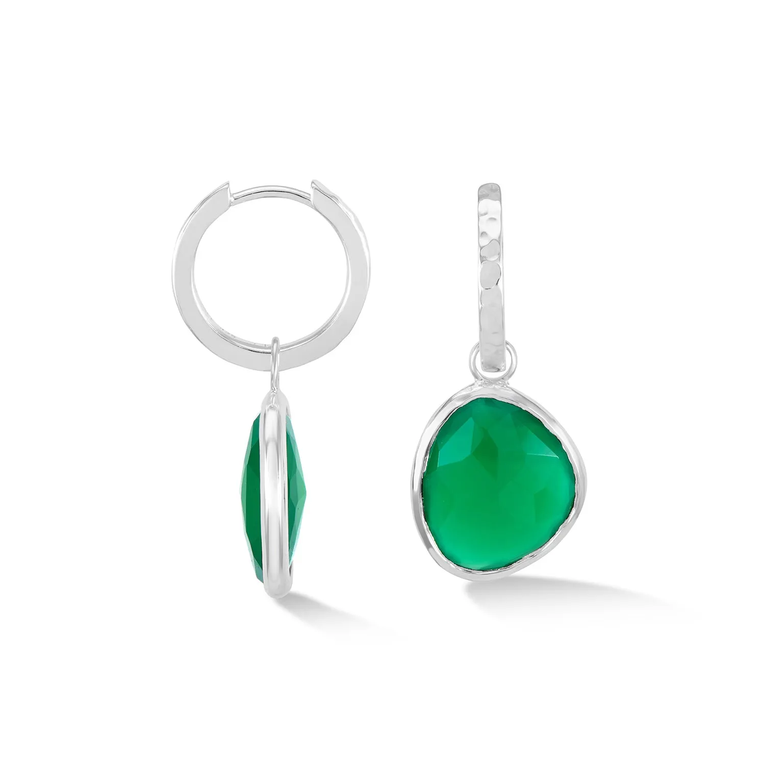 Green Onyx Pebble Huggie Hoops sold by Dower & Hall