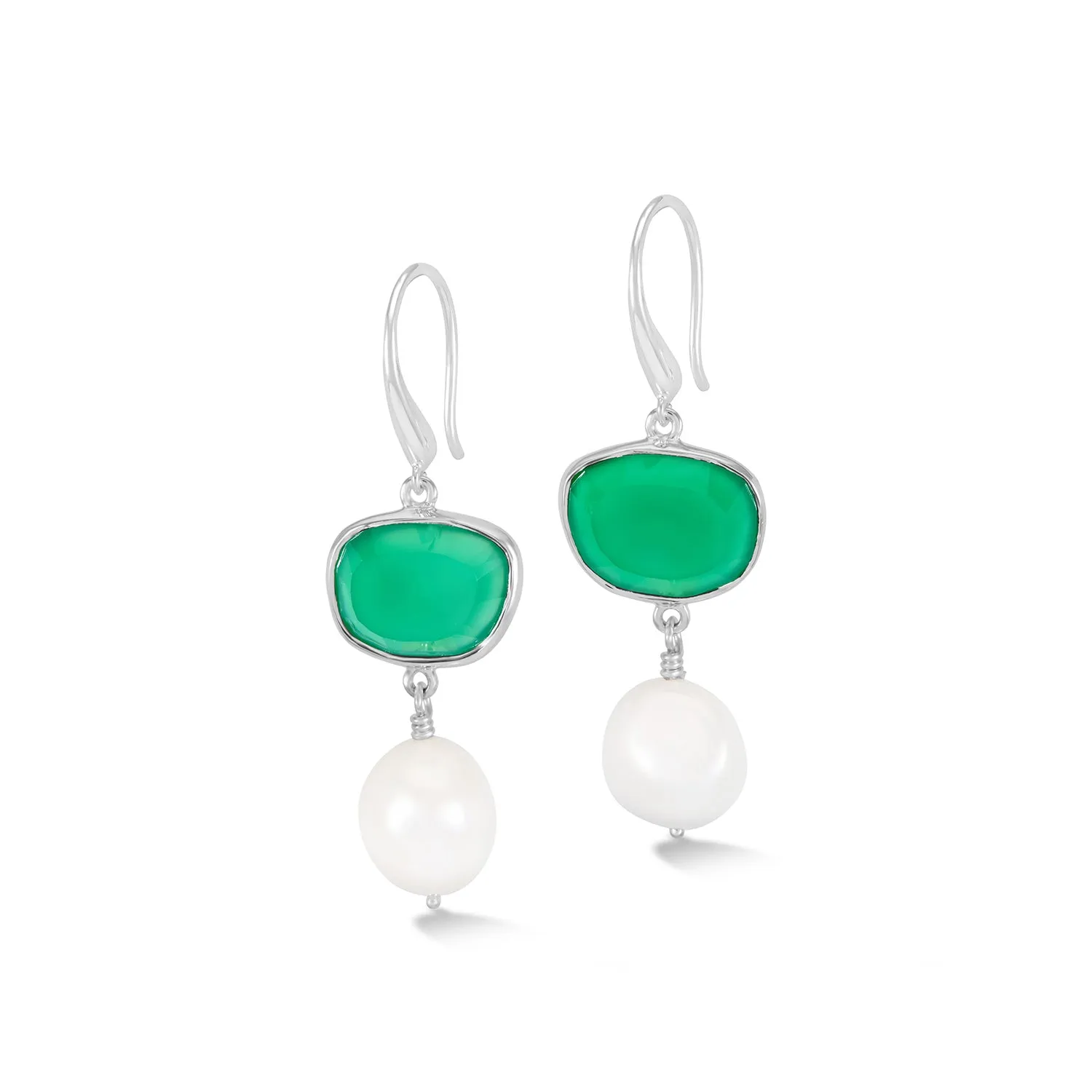 Green Onyx Pebble & Pearl Drop Earrings sold by Dower & Hall product image thumbnail 5