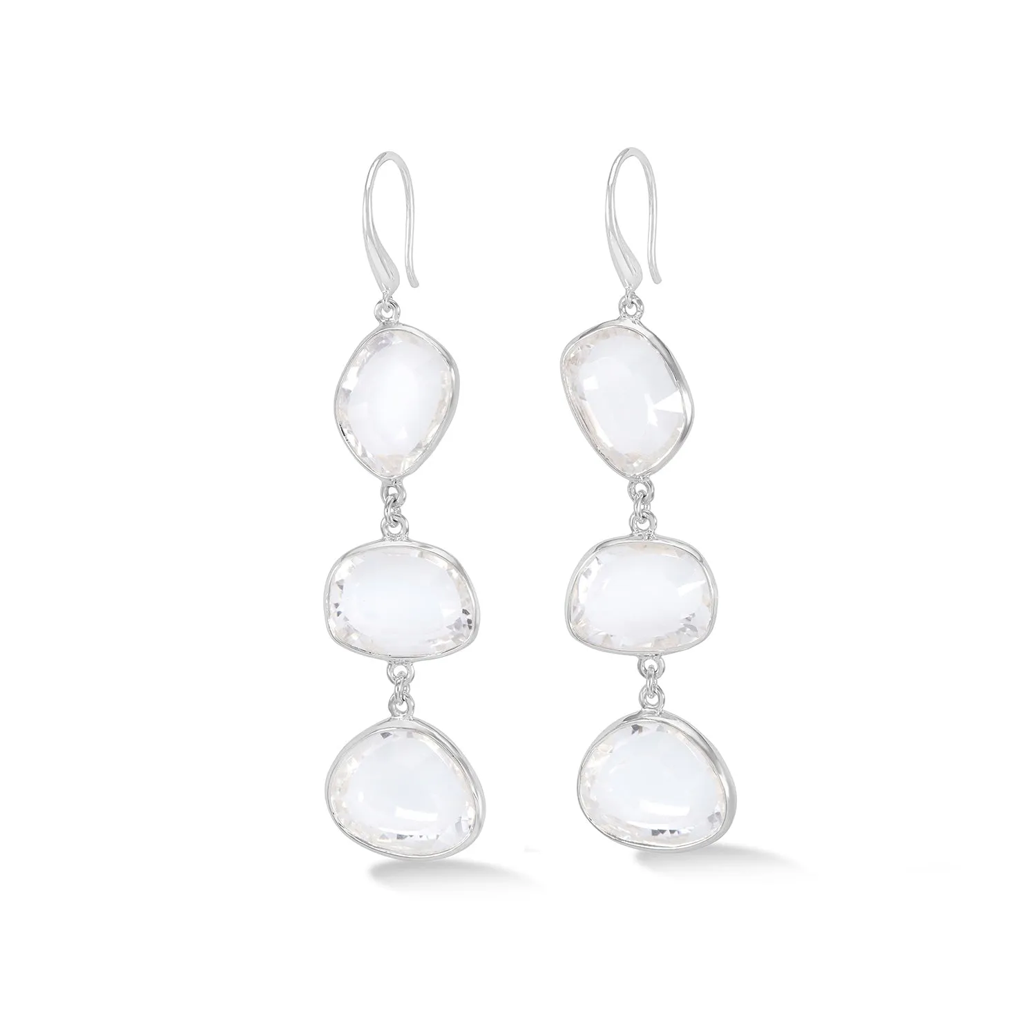 Long Rock Crystal Pebble Drop Earrings sold by Dower & Hall