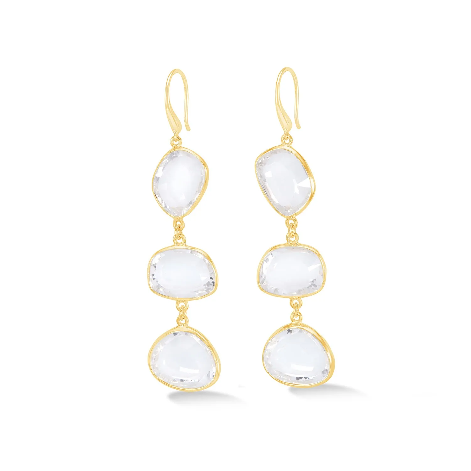 Long Rock Crystal Pebble Drop Earrings sold by Dower & Hall product image thumbnail 4