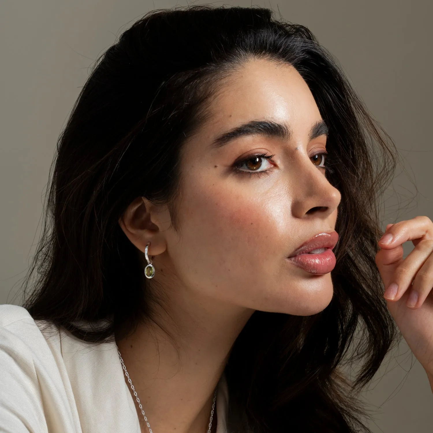 Oval Peridot Array Hoops sold by Dower & Hall product image thumbnail 2