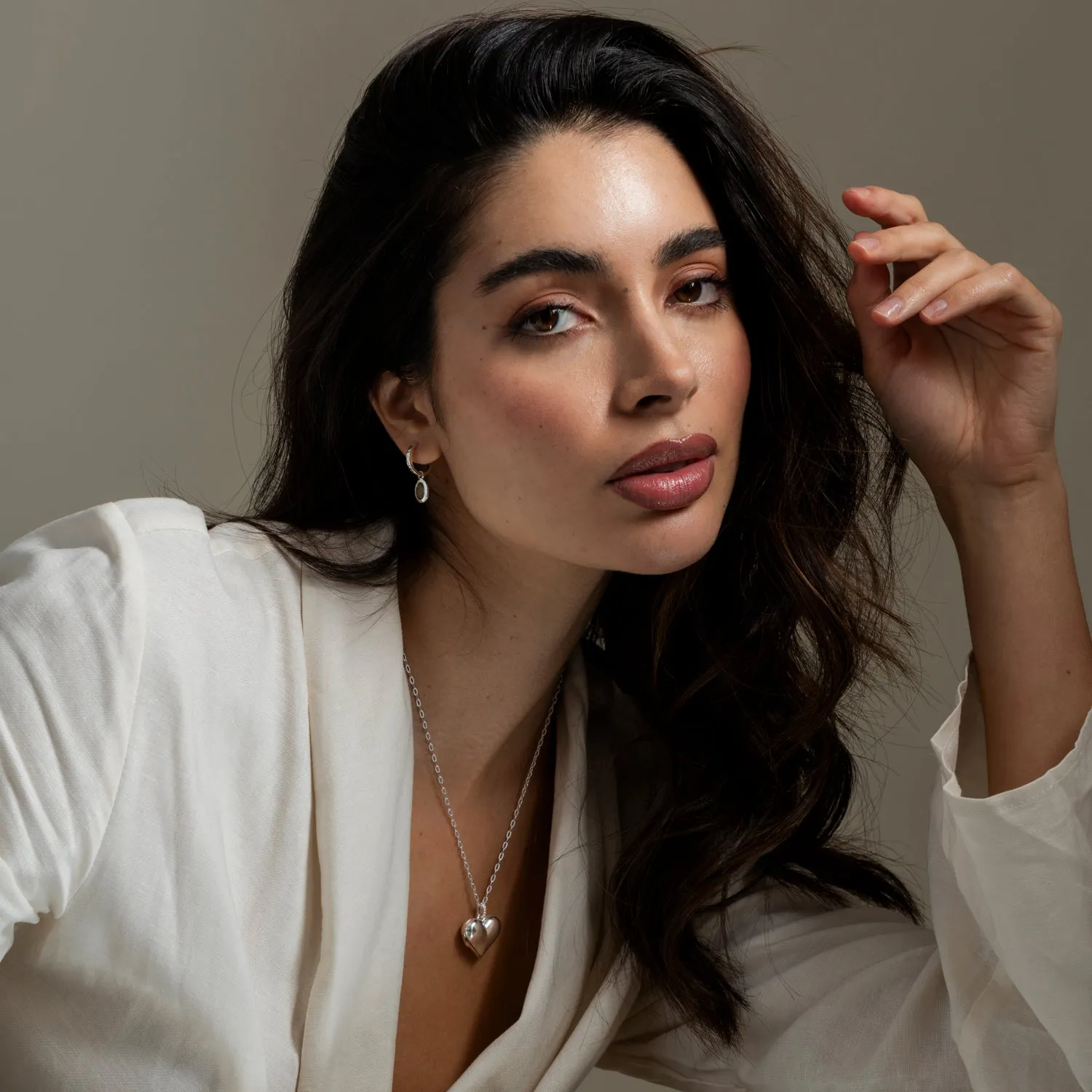 Oval Peridot Array Hoops sold by Dower & Hall product image thumbnail 3