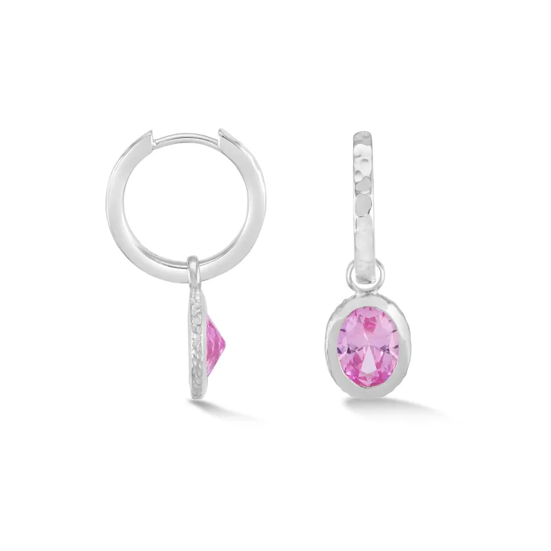 Oval Pink Quartz Array Hoops sold by Dower & Hall