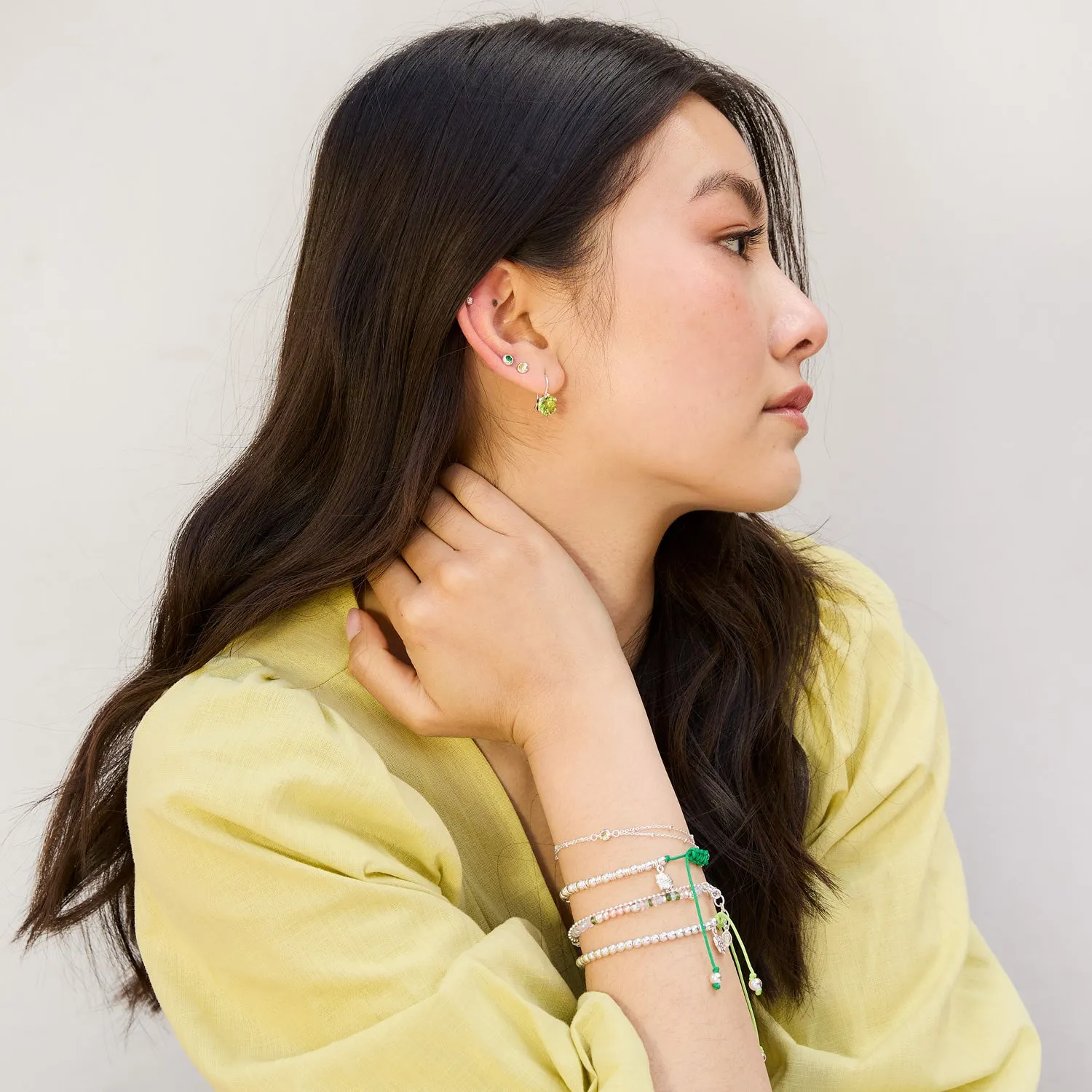 3mm Green Garnet Dewdrop Studs sold by Dower & Hall product image thumbnail 2