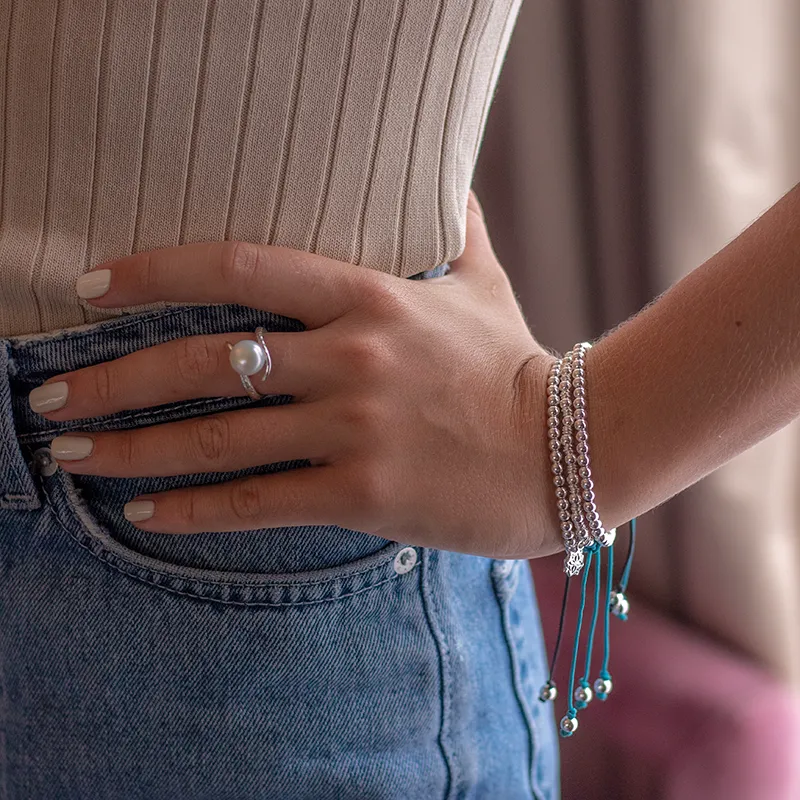 Blue Misanga Cord Bracelet sold by Dower & Hall product image thumbnail 3