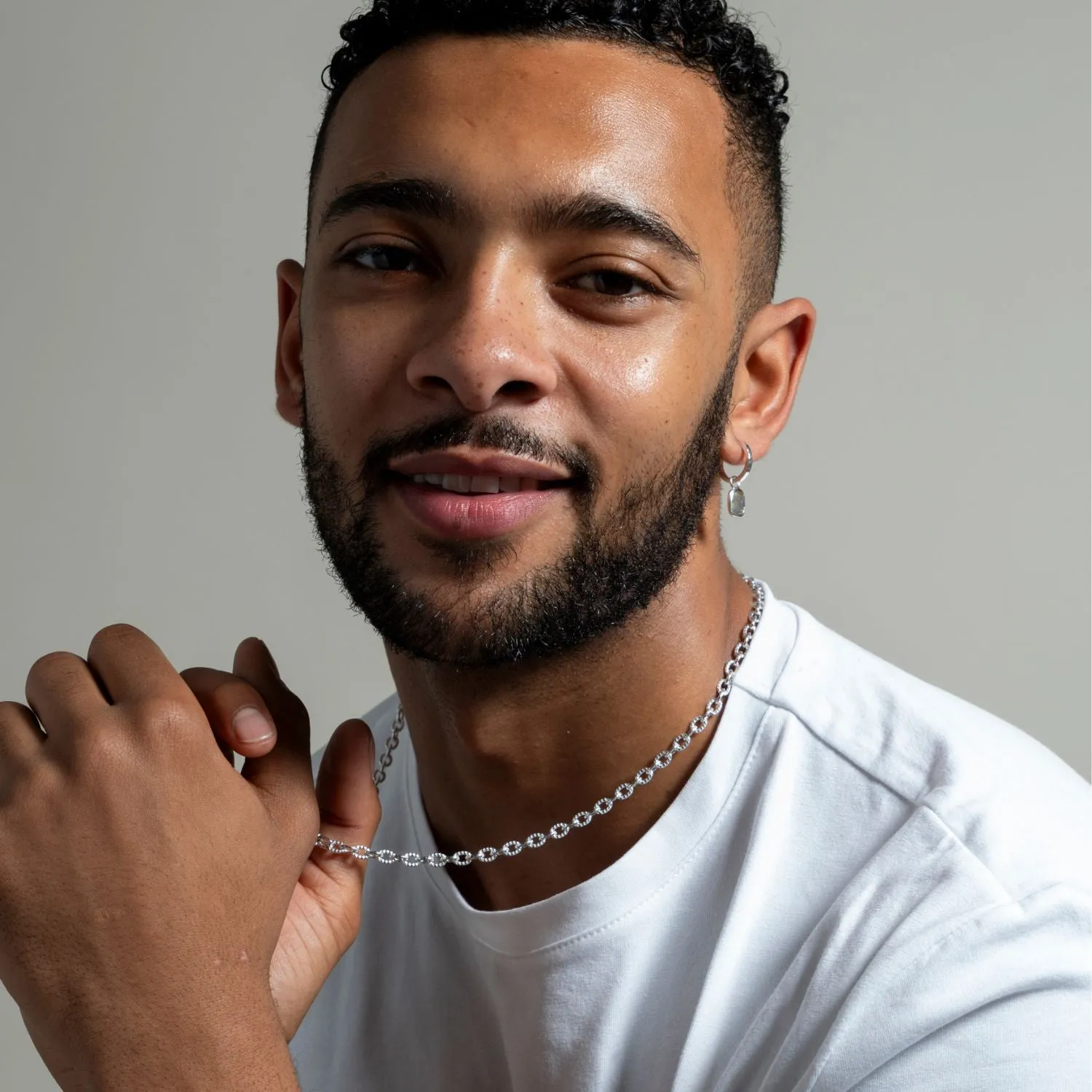 Men's Single Hoop with Moonstone Drop Earring sold by Dower & Hall product image thumbnail 4