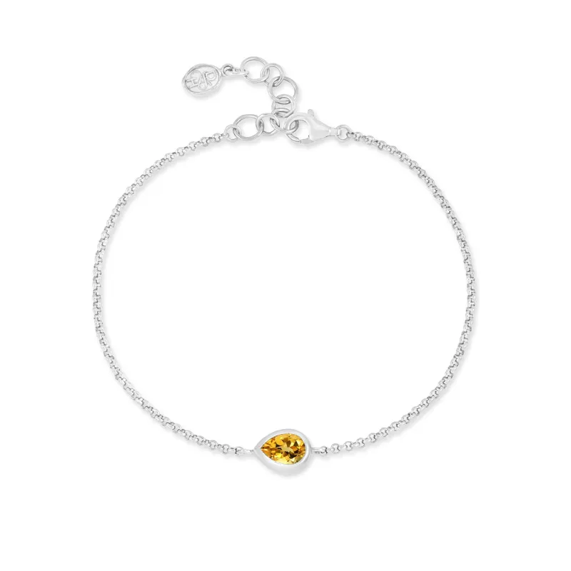Citrine Pear Chain Bracelet sold by Dower & Hall