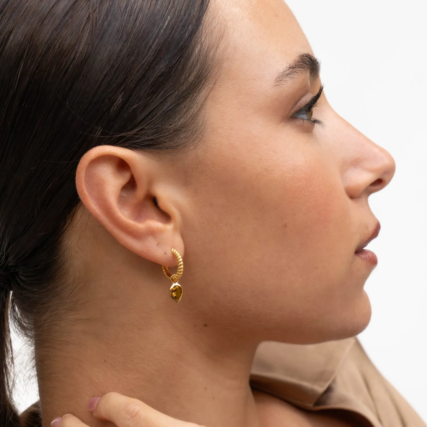 Citrine Twist Huggie Charm Hoops sold by Dower & Hall product image thumbnail 4