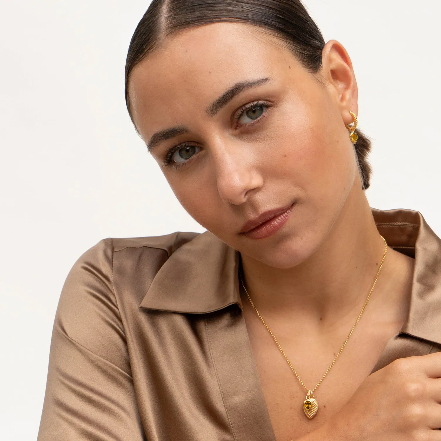 Citrine Twist Huggie Charm Hoops sold by Dower & Hall product image thumbnail 3