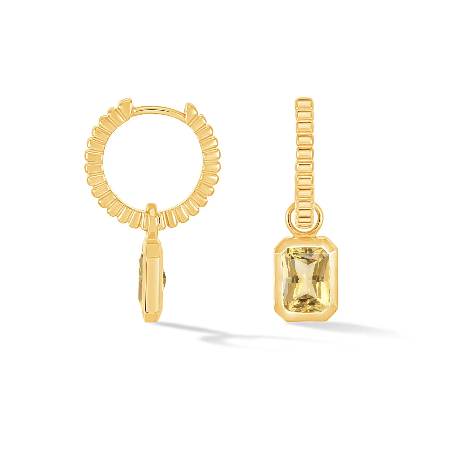 Citrine Humbug Huggie Charm Hoops sold by Dower & Hall