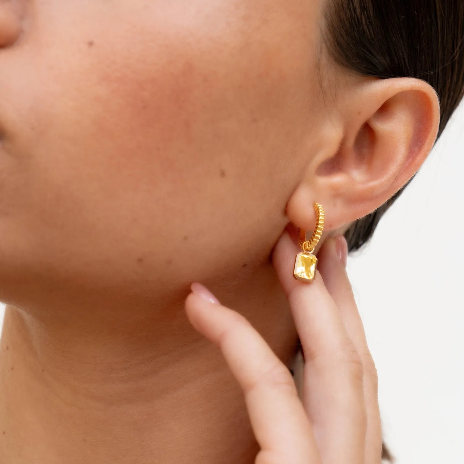 Citrine Humbug Huggie Charm Hoops sold by Dower & Hall product image thumbnail 5