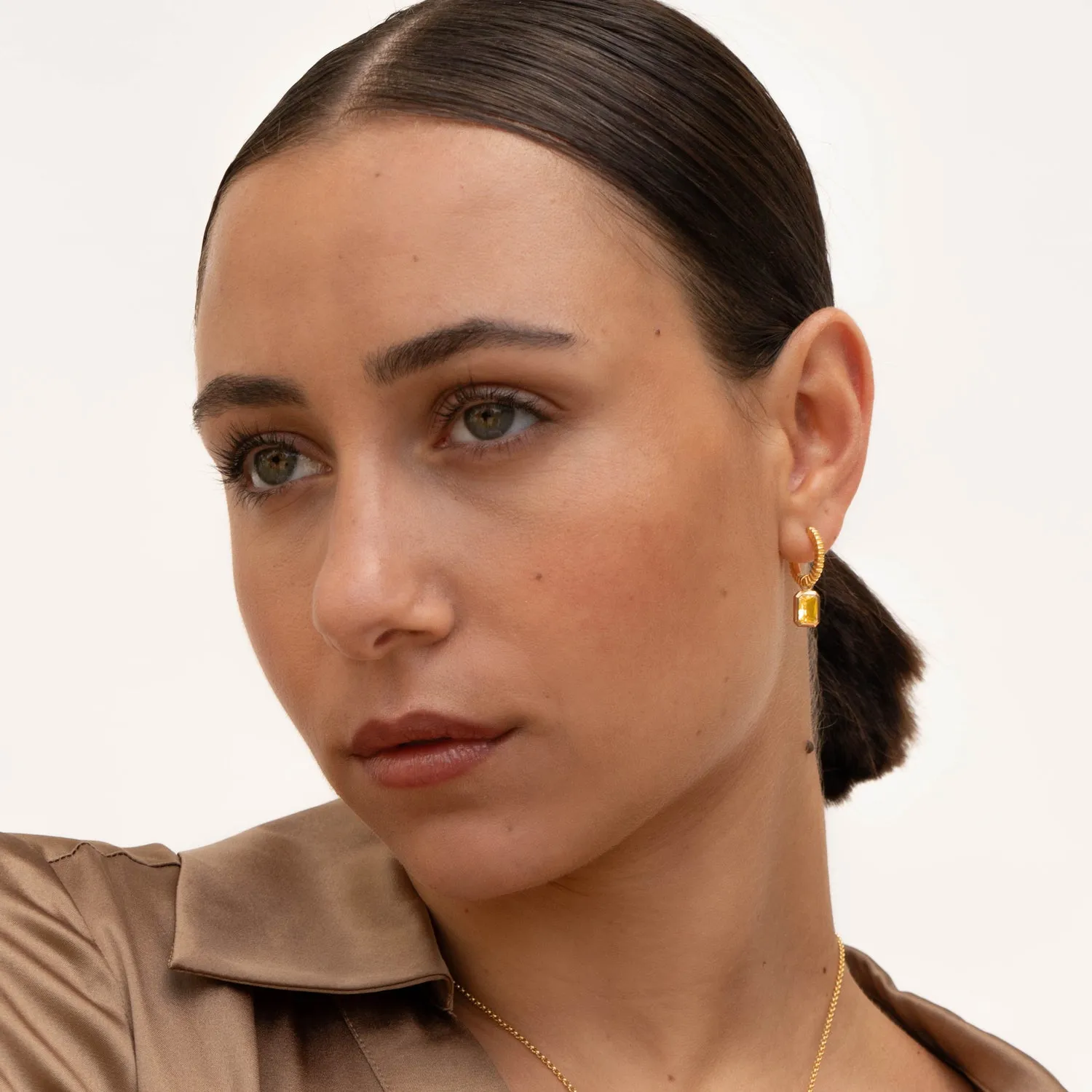 Citrine Humbug Huggie Charm Hoops sold by Dower & Hall product image thumbnail 2