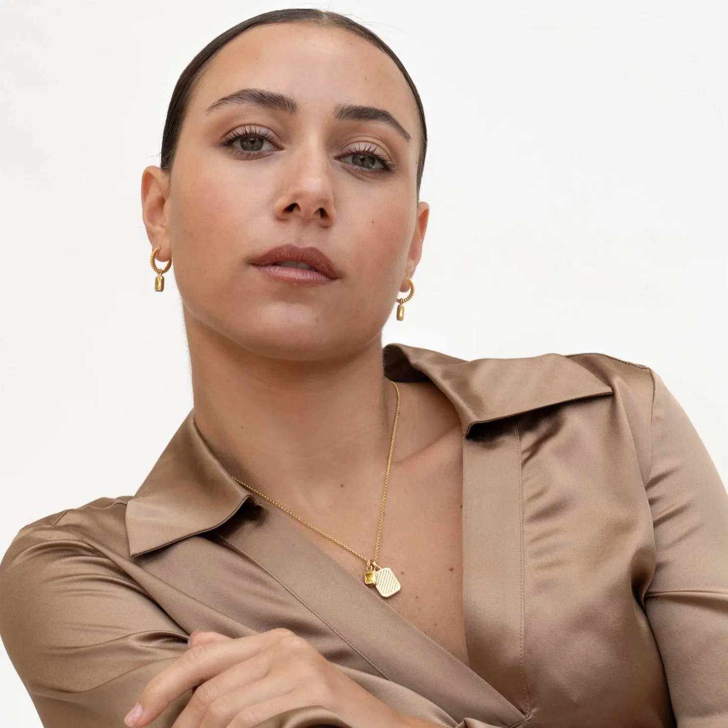 Citrine Humbug Huggie Charm Hoops sold by Dower & Hall product image thumbnail 3