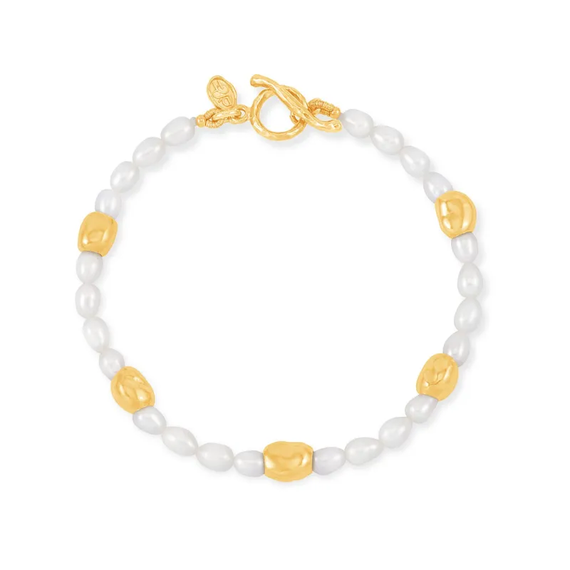 White Pearl Ocean Pebble Bracelet sold by Dower & Hall