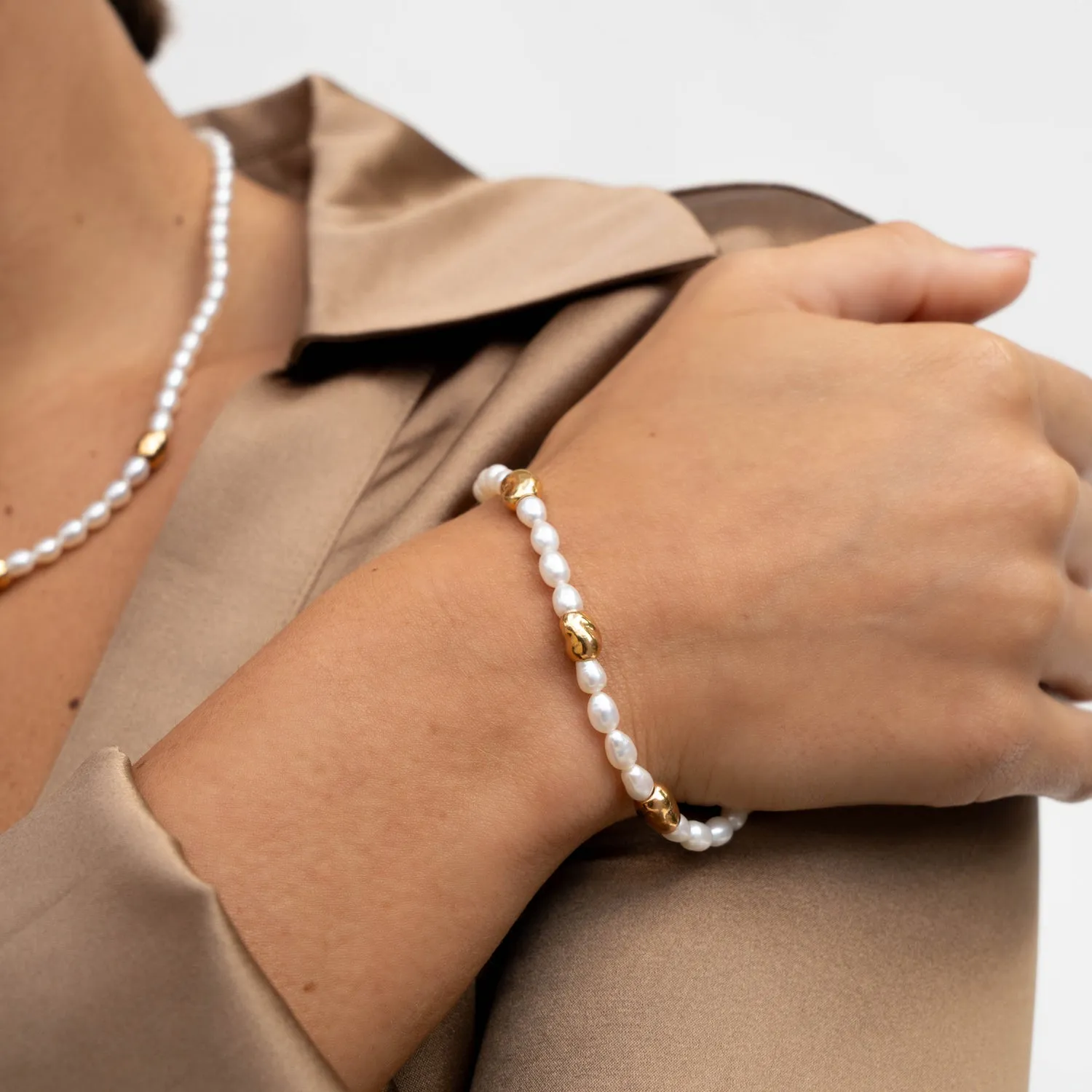 White Pearl Ocean Pebble Bracelet sold by Dower & Hall product image thumbnail 2