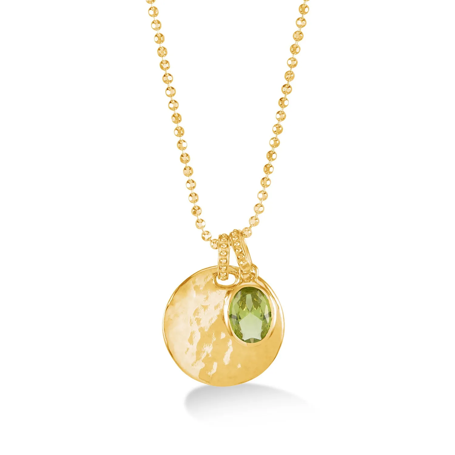 Hammered Disc & Oval Peridot Array Pendant sold by Dower & Hall product image thumbnail 4