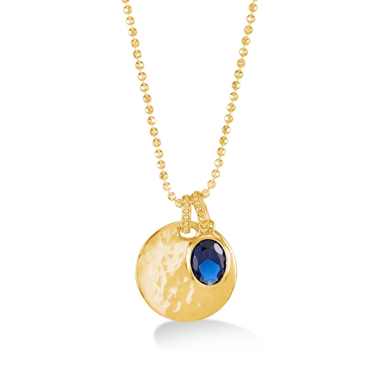 Hammered Disc & Oval Blue Spinel Array Pendant sold by Dower & Hall product image thumbnail 4