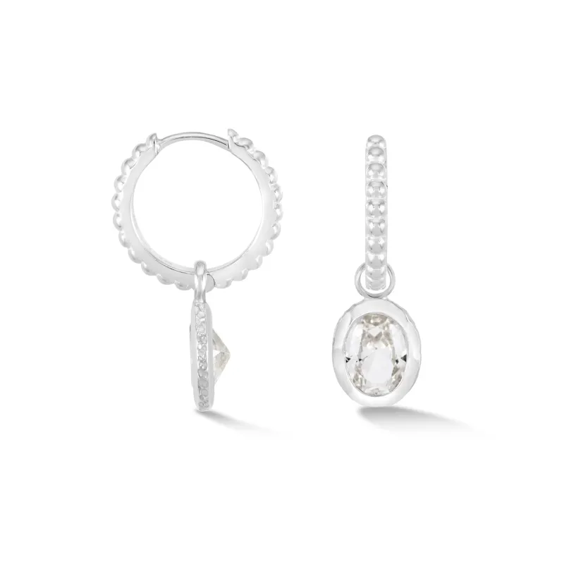Oval White Topaz Array Hoops sold by Dower & Hall