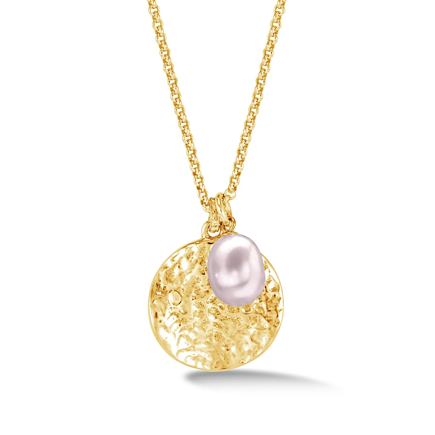 Hammered Disc & Pink Freshwater Pearl Pendant sold by Dower & Hall product image thumbnail 4