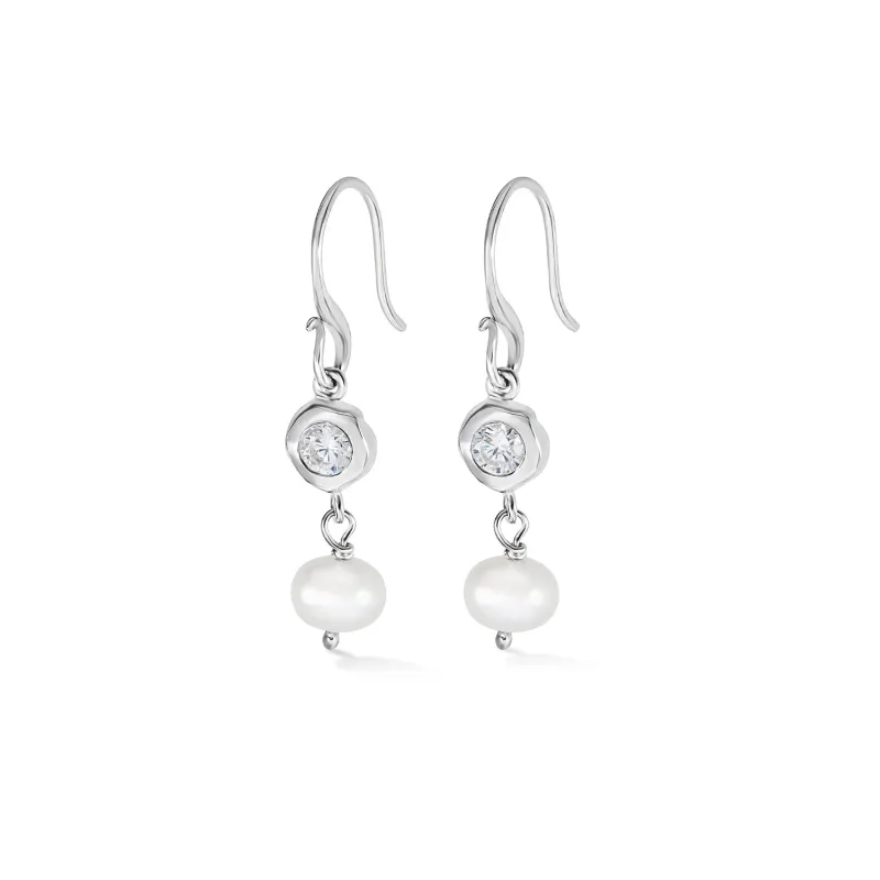 White Topaz & Pearl Dewdrop Earrings sold by Dower & Hall