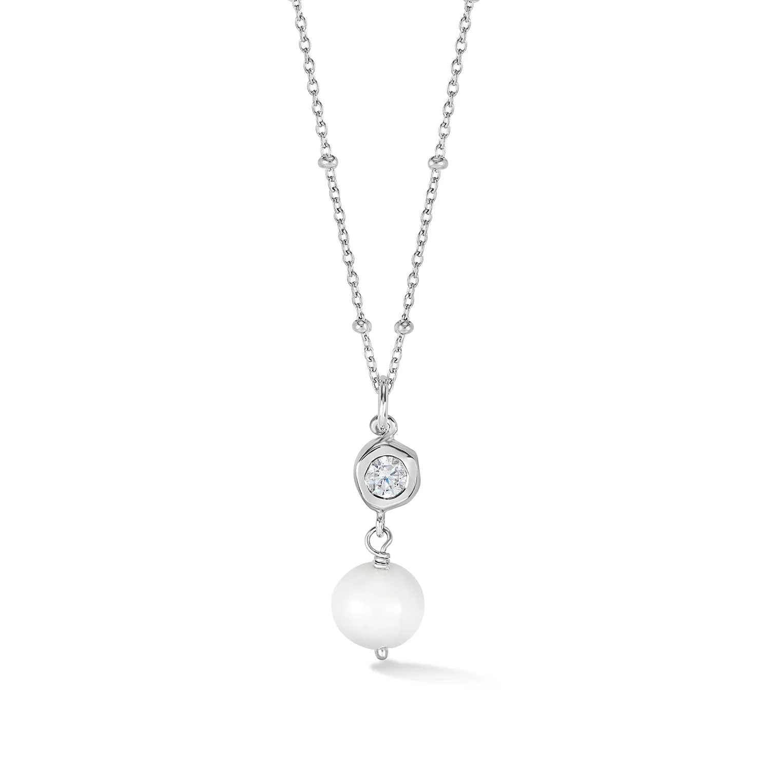 White Topaz & Pearl Dewdrop Pendant sold by Dower & Hall