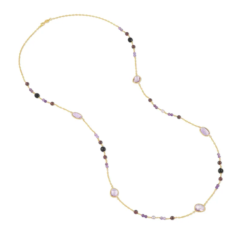 Amethyst, Garnet & Onyx Array Necklace sold by Dower & Hall