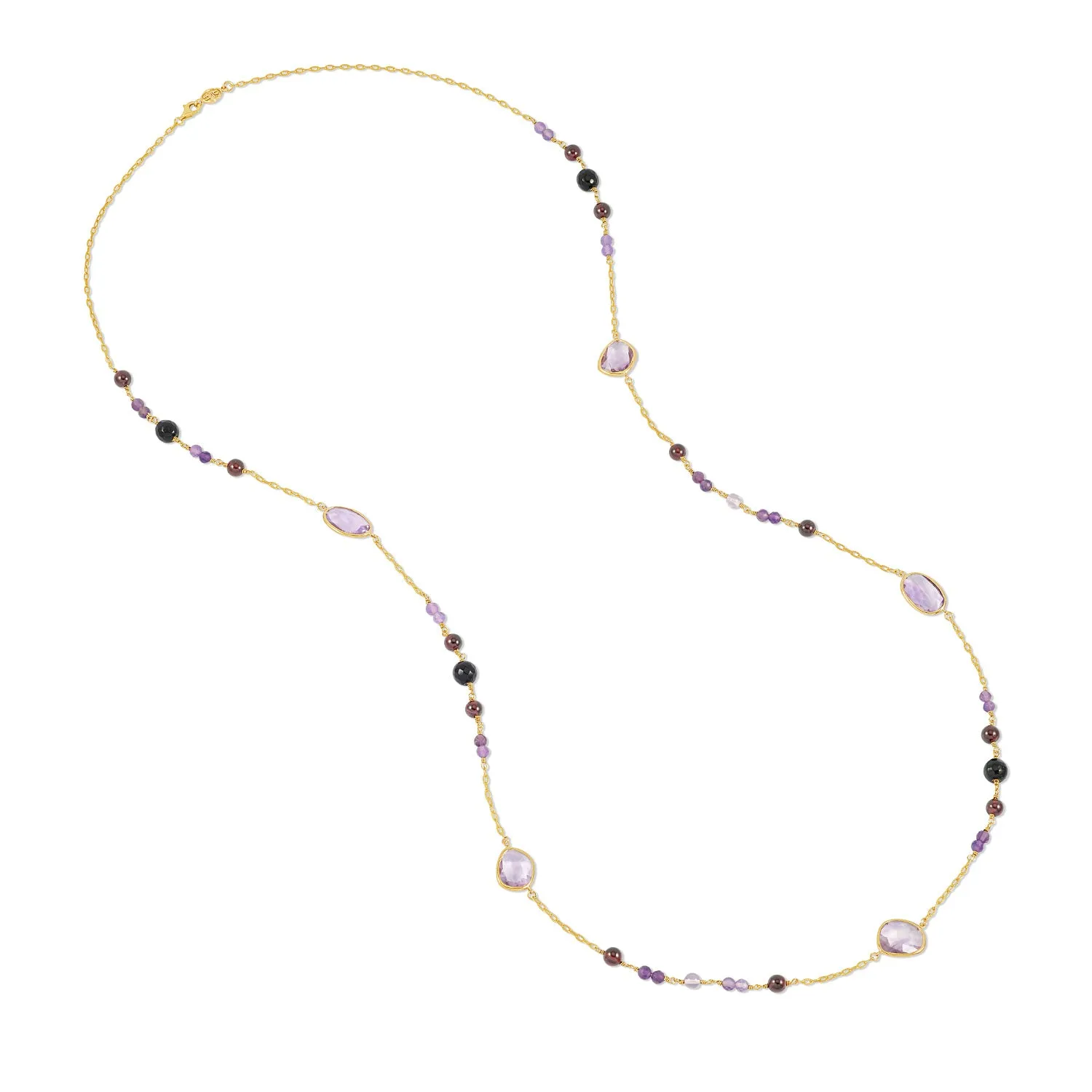 Amethyst, Garnet & Onyx Array Necklace sold by Dower & Hall