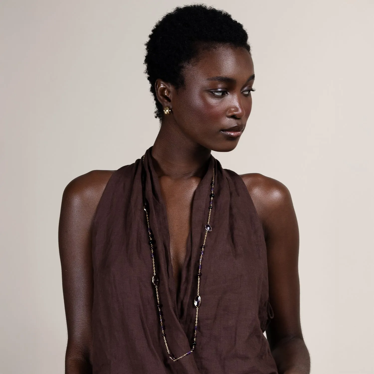 Amethyst, Garnet & Onyx Array Necklace sold by Dower & Hall product image thumbnail 3