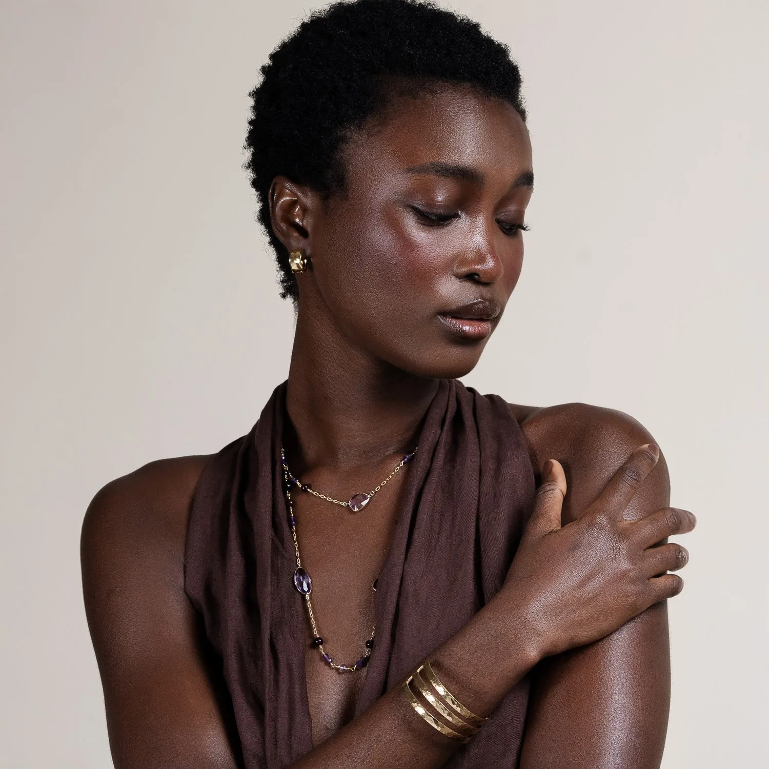 Amethyst, Garnet & Onyx Array Necklace sold by Dower & Hall product image thumbnail 5