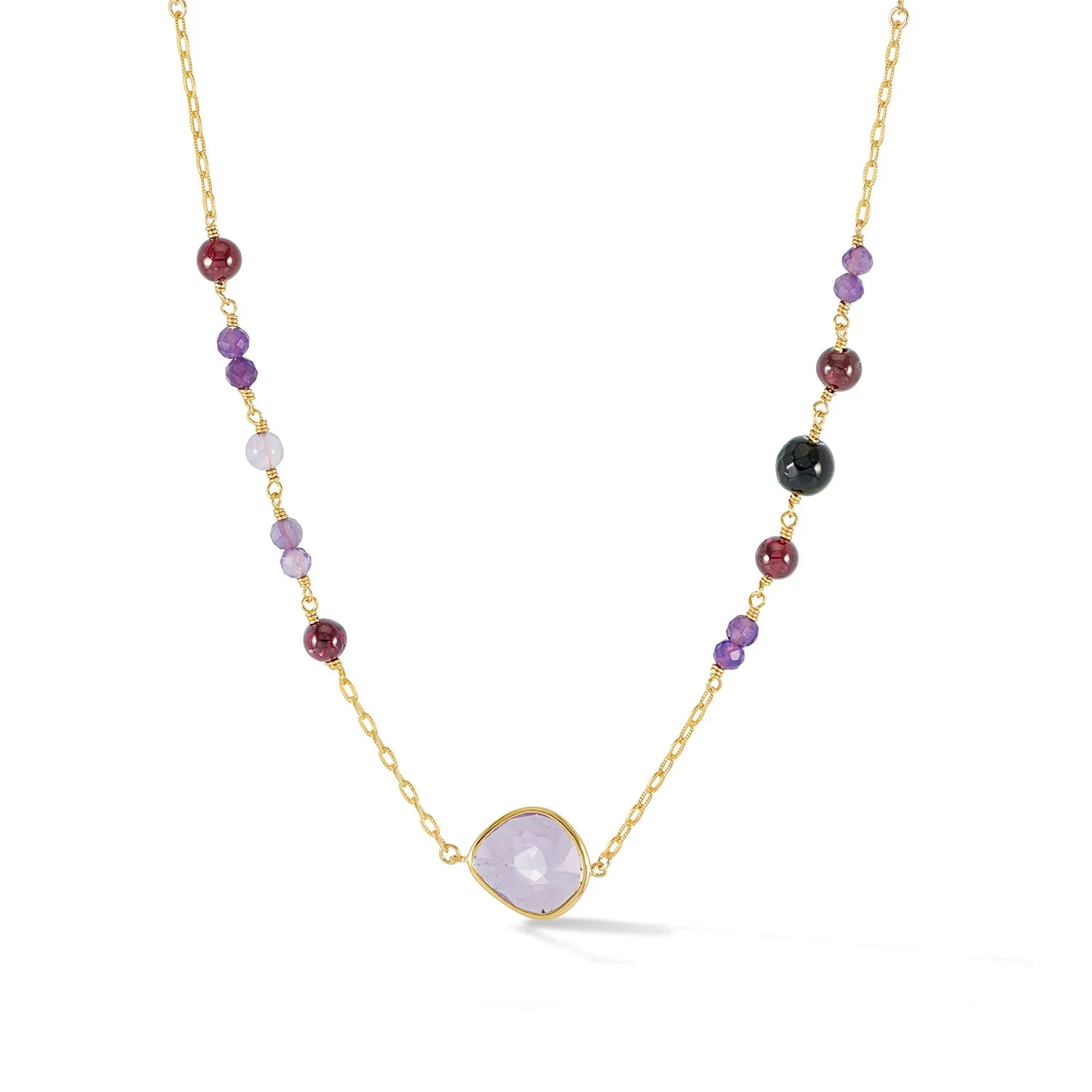 Amethyst, Garnet & Onyx Array Necklace sold by Dower & Hall product image thumbnail 4