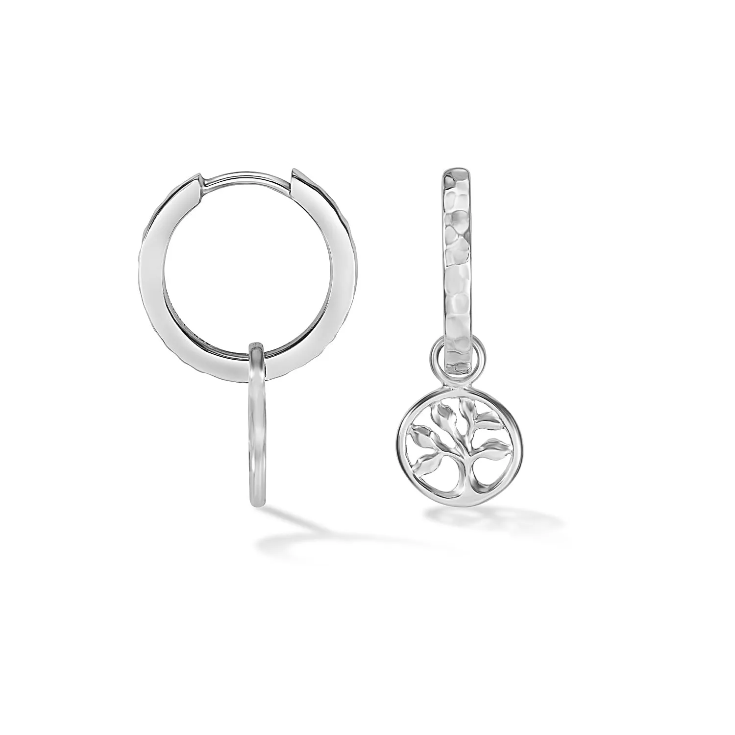 Tree of Life Narrative Huggie Hoops sold by Dower & Hall