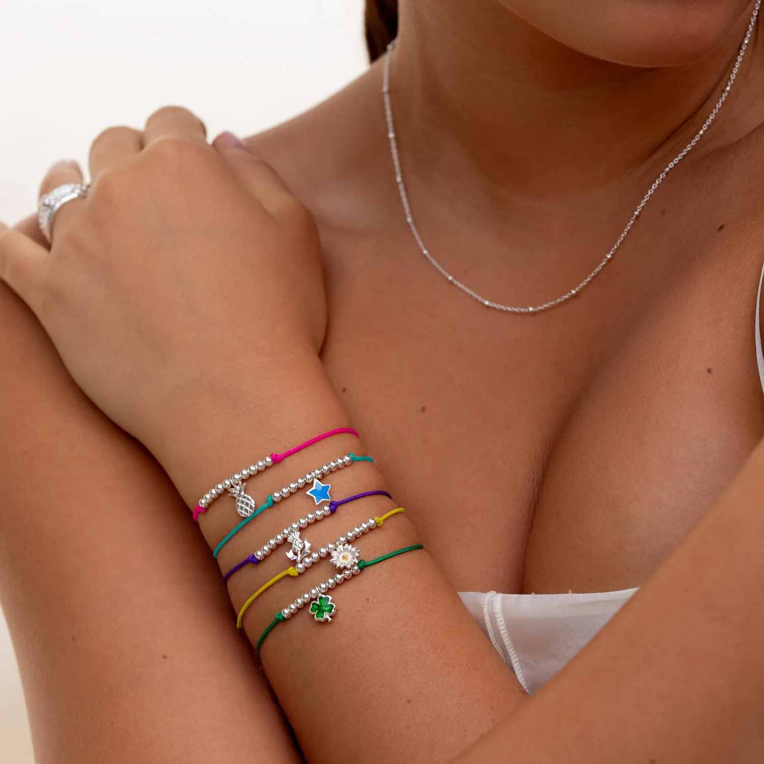 Clover Misanga Green Cord Bracelet sold by Dower & Hall product image thumbnail 2
