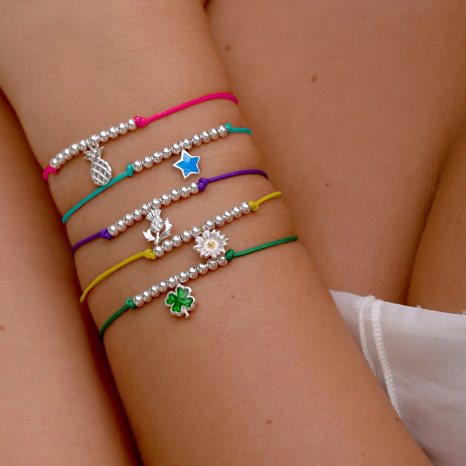Clover Misanga Green Cord Bracelet sold by Dower & Hall product image thumbnail 3