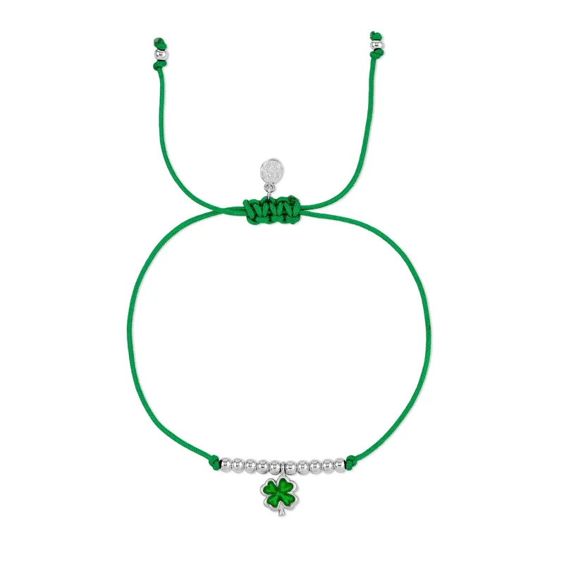 Clover Misanga Green Cord Bracelet sold by Dower & Hall