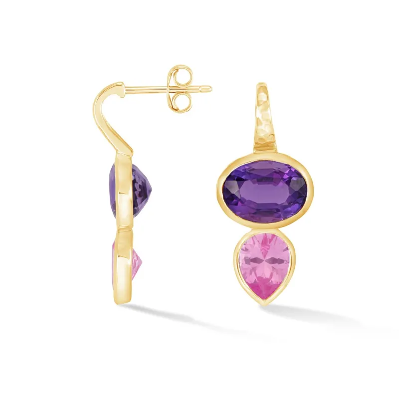 Amethyst & Pink Topaz Tutti Frutti Earrings sold by Dower & Hall