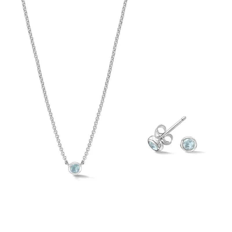 Aquamarine Dewdrop Necklace and Earring Set sold by Dower & Hall