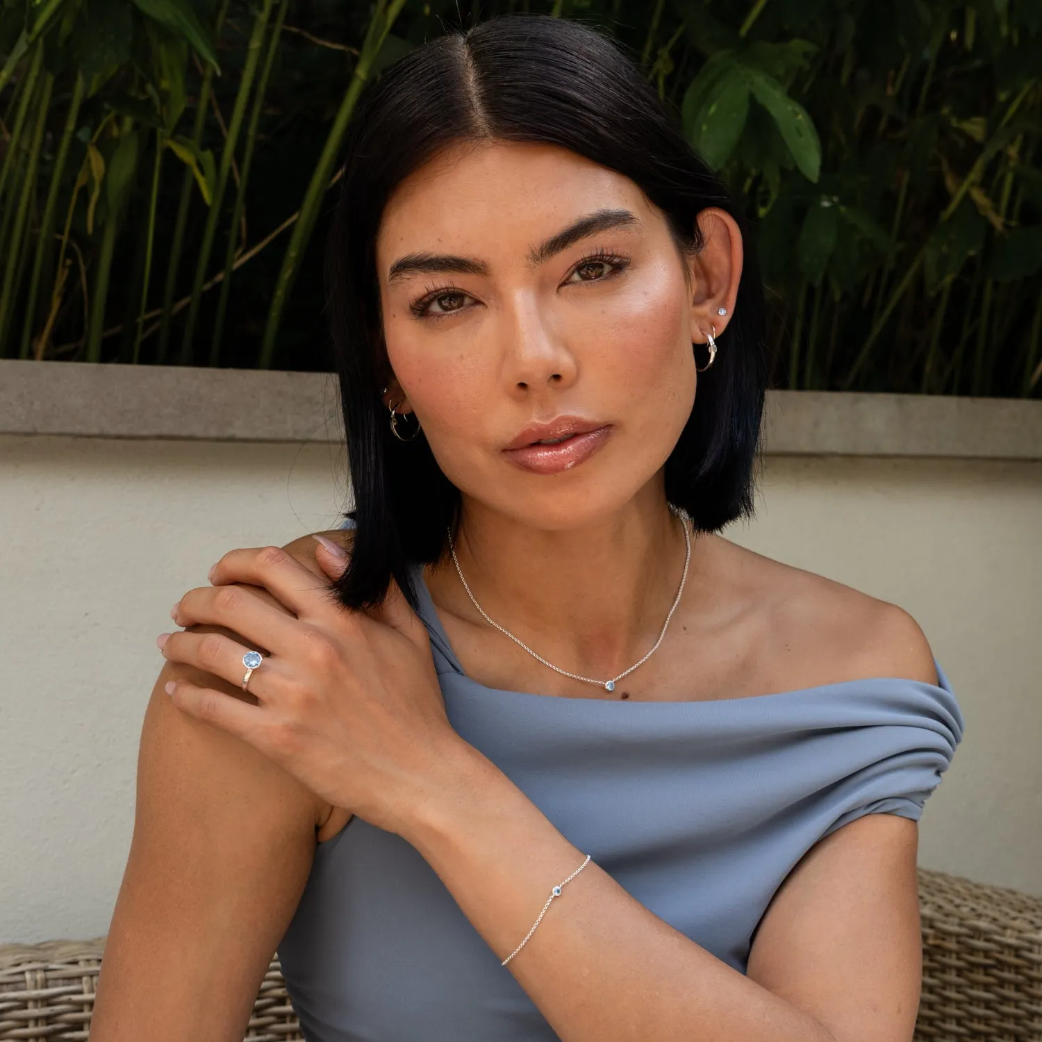 Aquamarine Dewdrop Necklace and Earring Set sold by Dower & Hall product image thumbnail 2