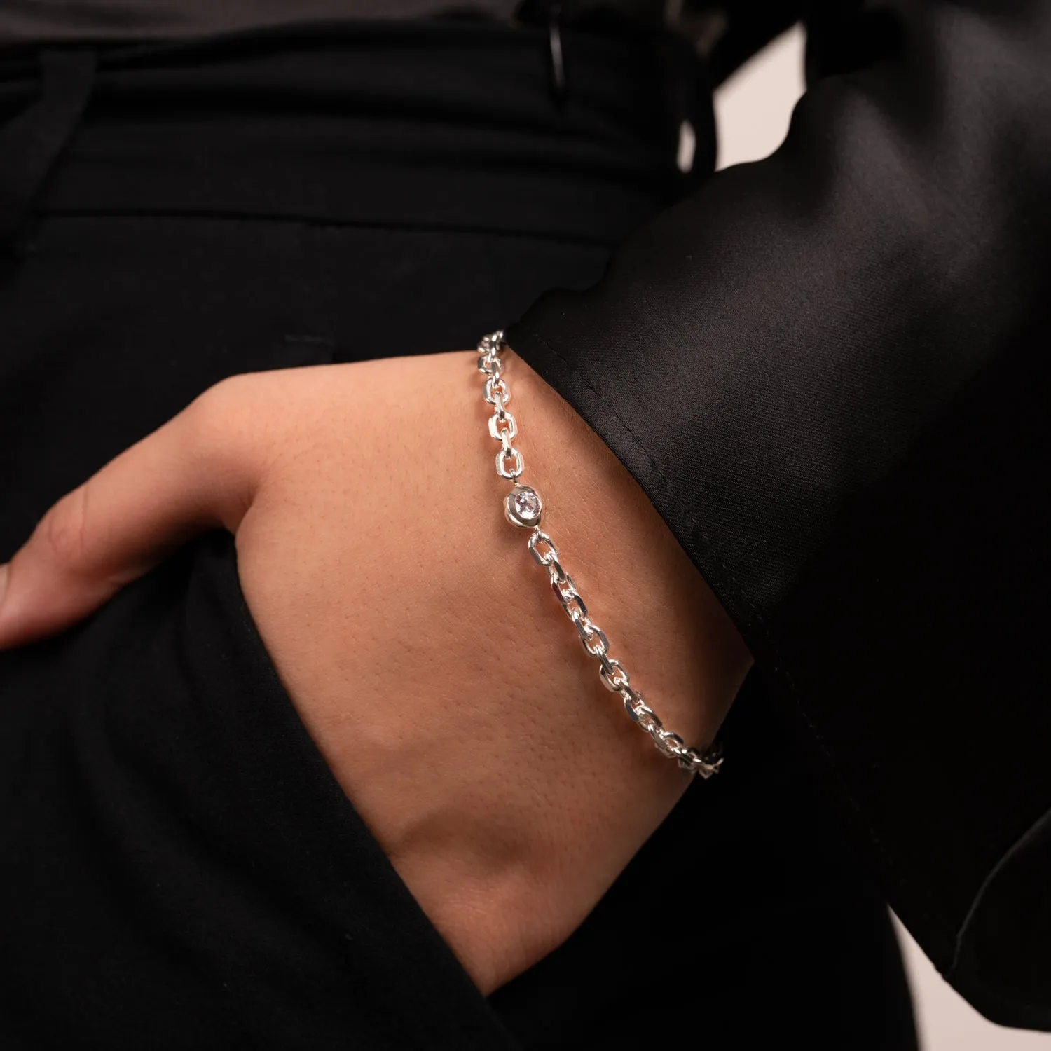 White Topaz Chain Bracelet sold by Dower & Hall product image thumbnail 3