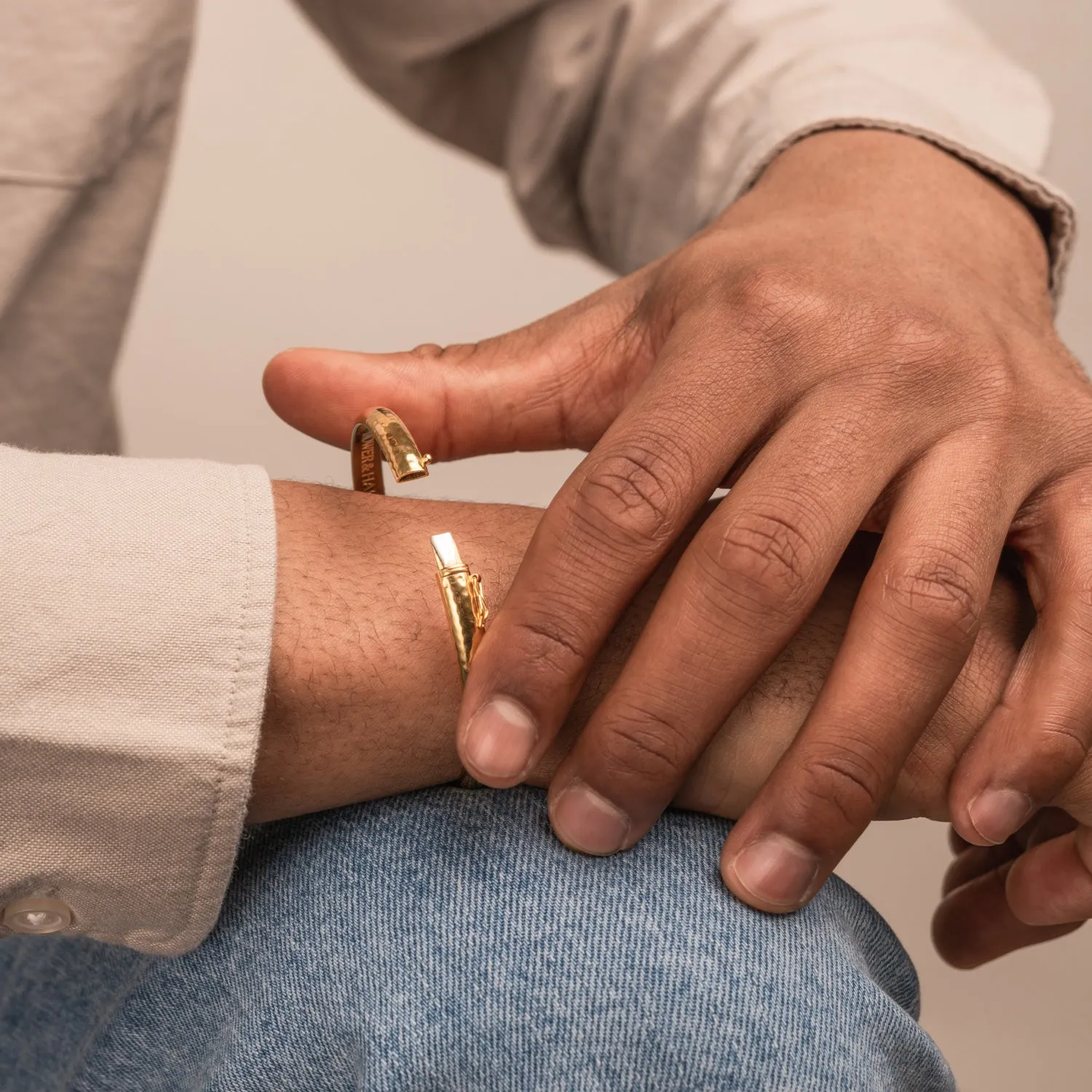 Men's 6mm Hinged Hammered Nomad Bangle sold by Dower & Hall product image thumbnail 5