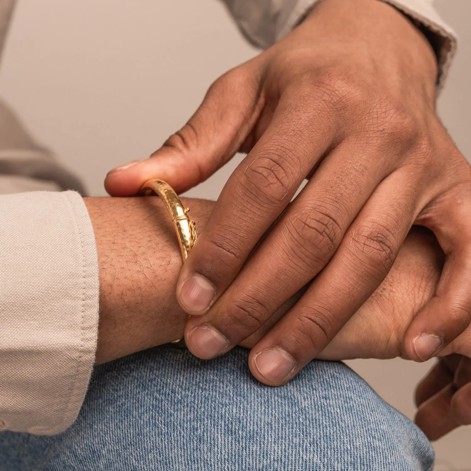 Men's 6mm Hinged Hammered Nomad Bangle sold by Dower & Hall product image thumbnail 4