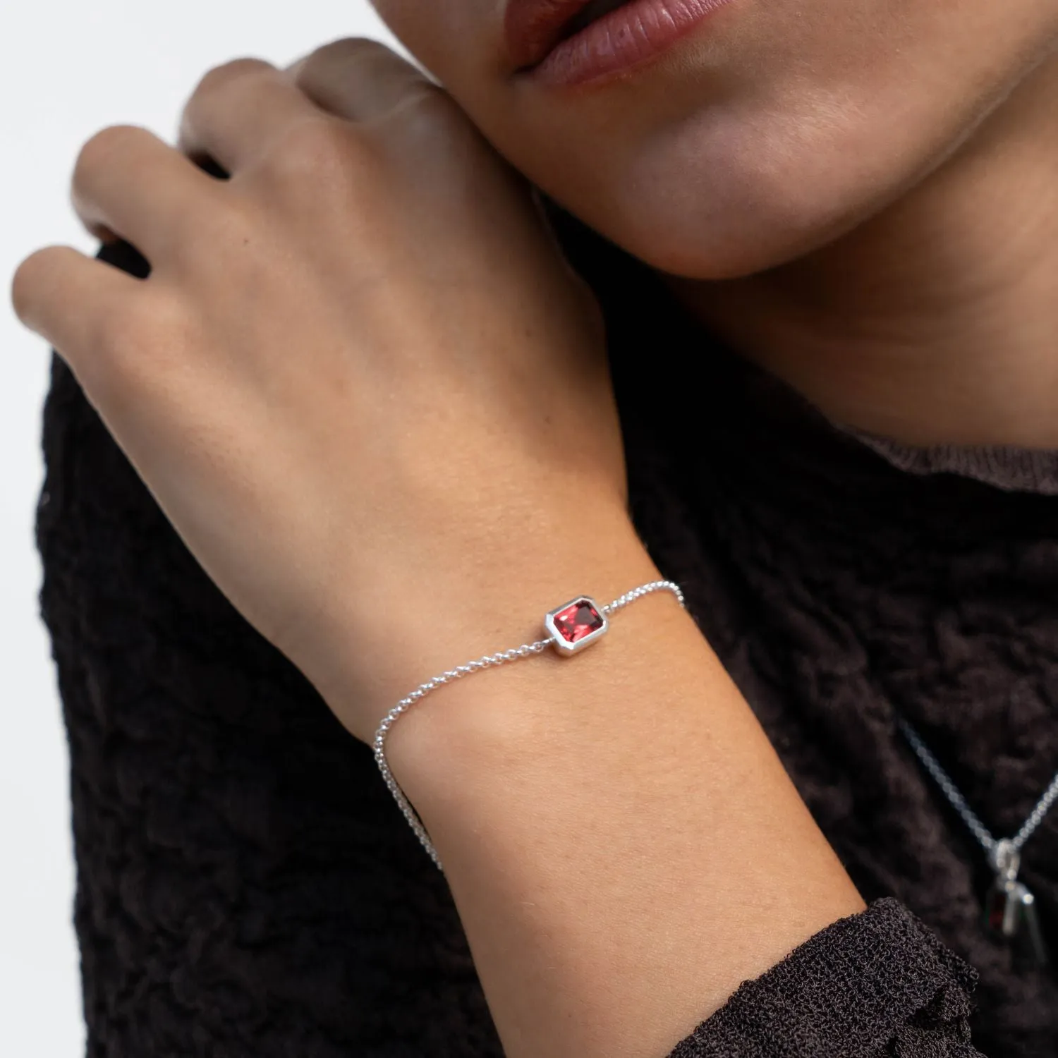 Garnet Octagon Chain Bracelet sold by Dower & Hall product image thumbnail 5