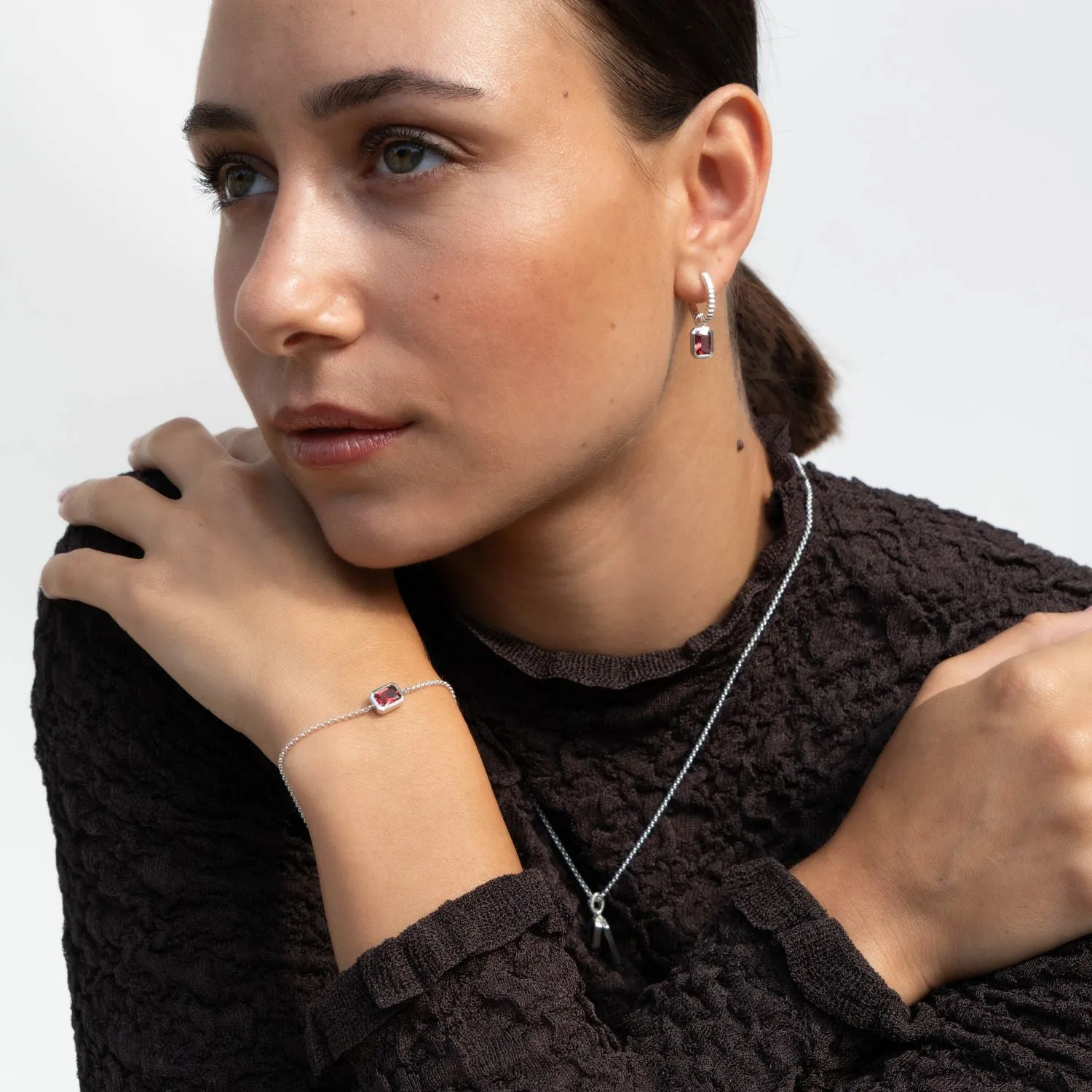 Garnet Octagon Chain Bracelet sold by Dower & Hall product image thumbnail 4