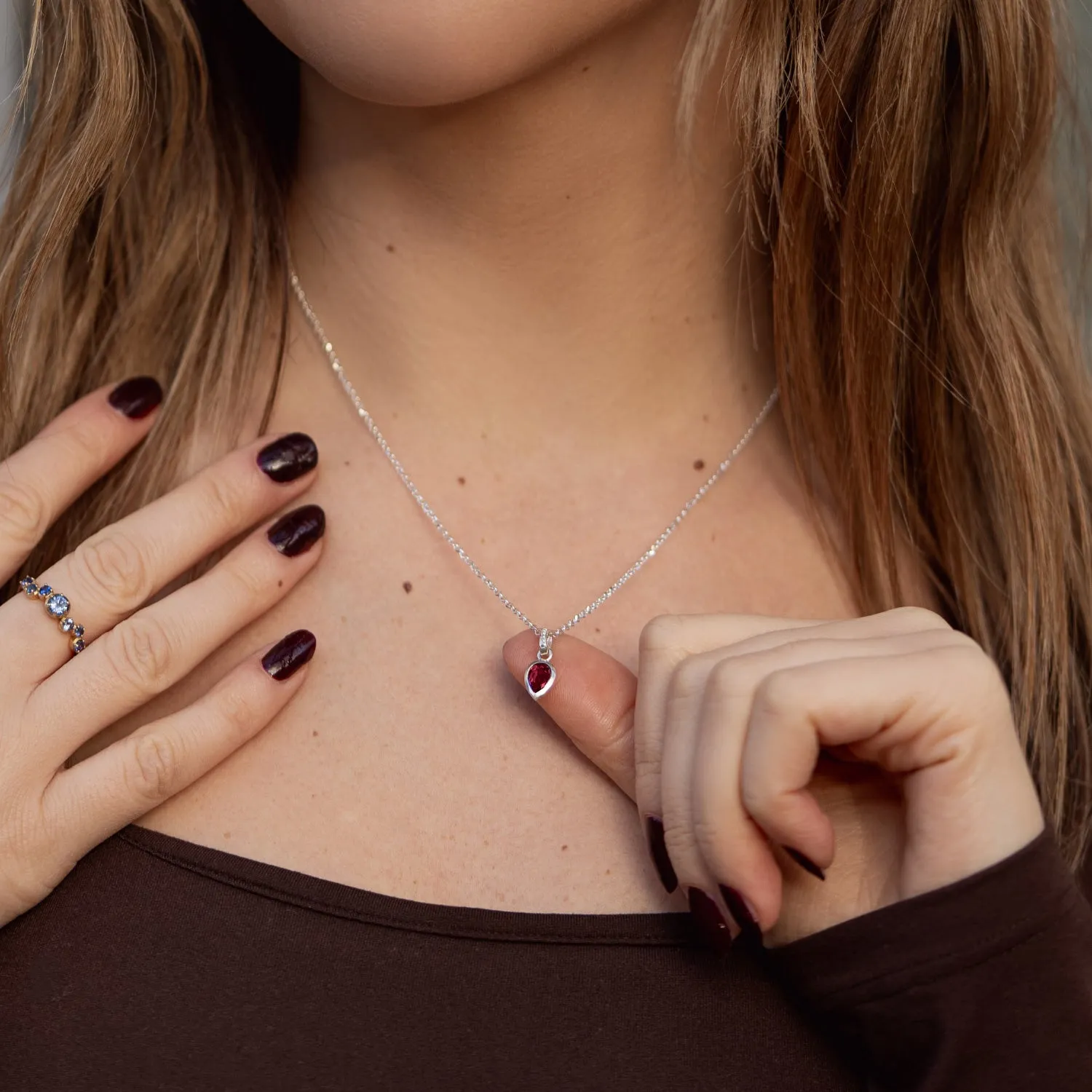 Garnet Peardrop Necklace sold by Dower & Hall product image thumbnail 3