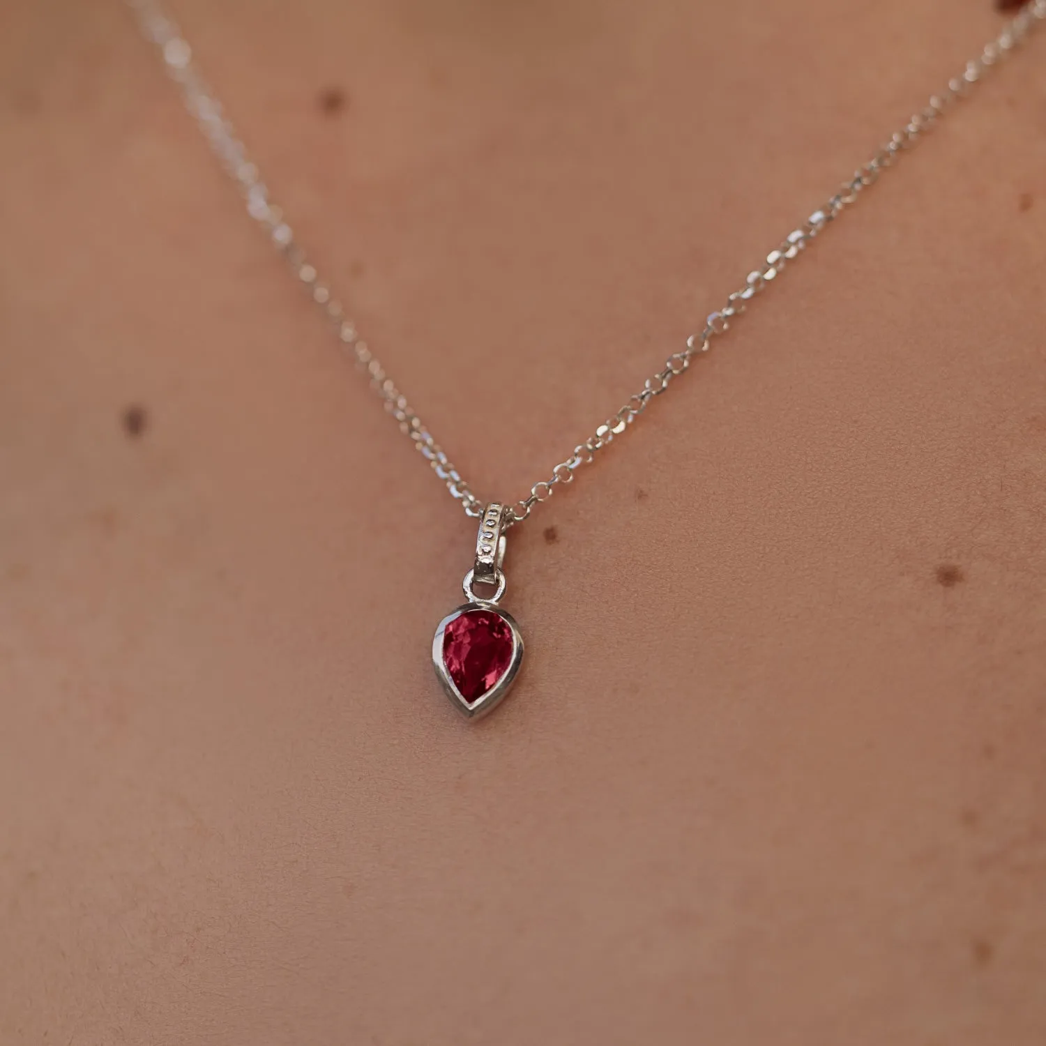 Garnet Peardrop Necklace sold by Dower & Hall product image thumbnail 2