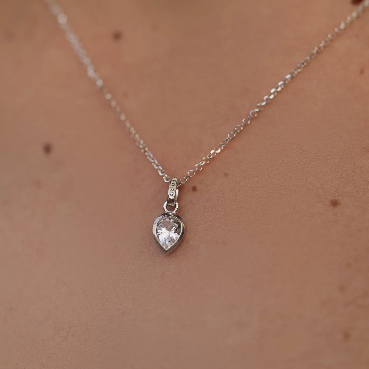 White Topaz Peardrop Necklace sold by Dower & Hall product image thumbnail 3