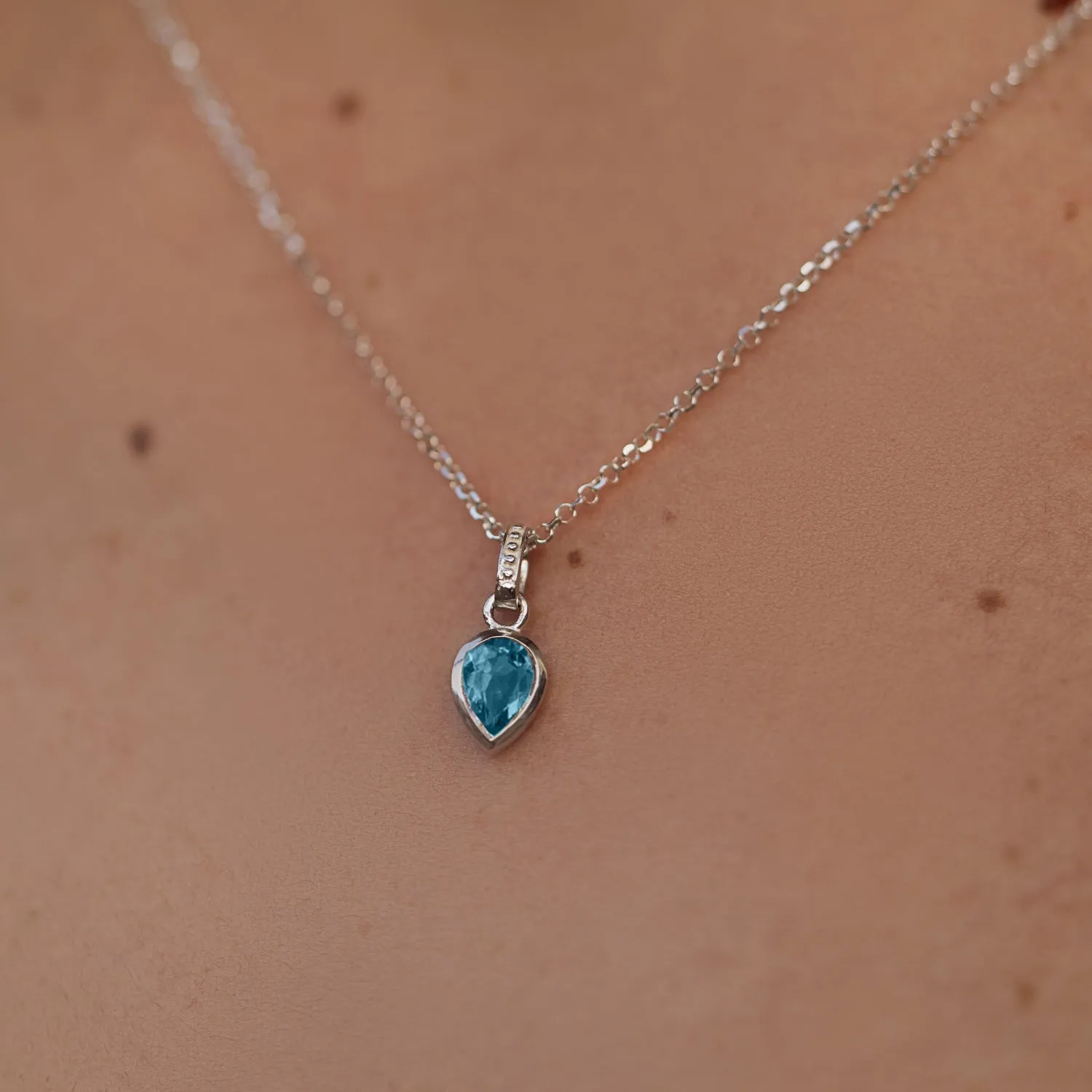 Blue Topaz Peardrop Necklace sold by Dower & Hall product image thumbnail 3