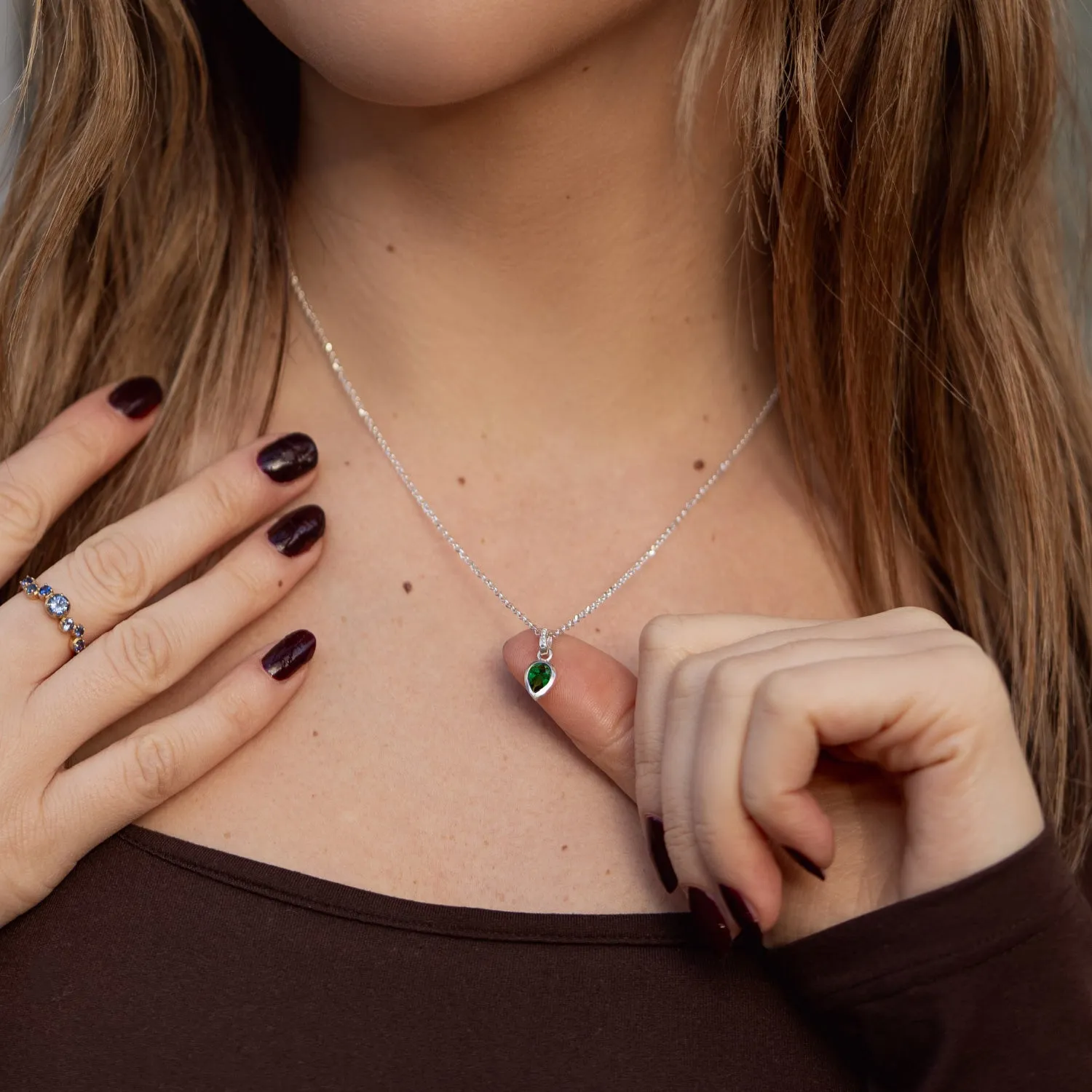 Green Garnet Peardrop Necklace sold by Dower & Hall product image thumbnail 5